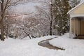 Winter Home and Yard Scene covered with Snow