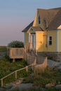 Yellow house at dusk