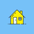 Yellow house symbol line icon