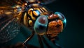 Yellow housefly with wings in focus generated by AI