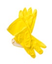 Yellow household protective rubber gloves