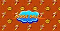 Yellow Huge Sale announcement in a vintage comic style on orange background Royalty Free Stock Photo