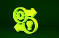 Yellow Human resources icon isolated on green background. Concept of human resources management, professional staff