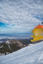Yellow hut in winter Royalty Free Stock Photo