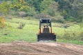 Yellow hydraulic bulldozer