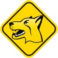 Yellow icon depicting the head of an aggressive dog Royalty Free Stock Photo