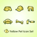 Yellow Icons set for man and his dog