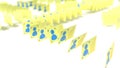 Yellow ID Cards move row identification on white bg Approve identity verification card 3d