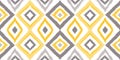 Yellow Ikat Stripe Vector Seamless Pattern.