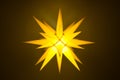 Yellow illuminated moravian star Royalty Free Stock Photo