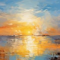 Yellow Impressionism Seascape Abstract Painting