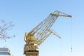 Yellow inactive historical cranes, in Puerto Madero, Buenos Aires, Argentina Royalty Free Stock Photo
