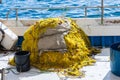 Yellow Industrial Fishing Nets. Isolated Royalty Free Stock Photo