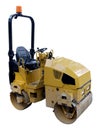 Yellow industrial steamroller