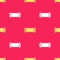 Yellow Industry metallic pipe icon isolated seamless pattern on red background. Vector Illustration
