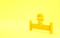Yellow Industry metallic pipe and manometer icon isolated on yellow background. Minimalism concept. 3d illustration 3D