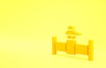Yellow Industry metallic pipe and valve icon isolated on yellow background. Minimalism concept. 3d illustration 3D