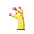 Yellow Inflatable Figure, Skydancer Advertising Character, Dancing Man With Funny Face And Arms. Moving Balloon