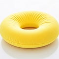 Yellow inflatable ring on a white background. 3d rendering front view Royalty Free Stock Photo
