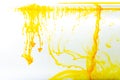 Yellow ink swirling in water, Color drop in water photographed in motion