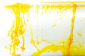 Yellow ink swirling in water, Color drop in water photographed in motion Royalty Free Stock Photo