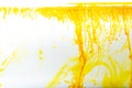 Yellow ink swirling in water, Color drop in water photographed in motion Royalty Free Stock Photo