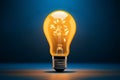 Yellow inspires creative motivation, Lightbulb, pencil, success concepts intertwined