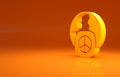 Yellow International day of peace icon isolated on orange background. World peace. Minimalism concept. 3d illustration