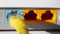 yellow internet cable in blue on the back of the network router Royalty Free Stock Photo