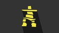 Yellow Inukshuk icon isolated on grey background. 4K Video motion graphic animation