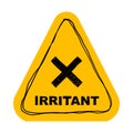Yellow irritant triangle sign. Vector illustration isolated on white.