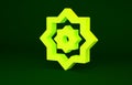 Yellow Islamic octagonal star ornament icon isolated on green background. Minimalism concept. 3d illustration 3D render