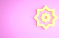 Yellow Islamic octagonal star ornament icon isolated on pink background. Minimalism concept. 3d illustration 3D render