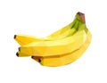 Yellow isolated bunch of bananas. Low poly illustration on white background