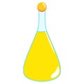 Yellow isolated magic potion bottle. Halloween symbol. Simple cartoon style. Occultism and witchcraft drink. Fairy tale elixir