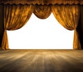 yellow isolated PNG of a stage room with yellow curtains. Royalty Free Stock Photo