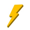 Yellow Isometric Thunder vector design, Isolate Bolt Icon, 3D Electricity Pictogram, Infographic, Decoration graphic element