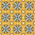 Yellow italian ceramic tile seamless pattern backgrounds. Traditional ornate talavera decorative color tiles azulejos Royalty Free Stock Photo