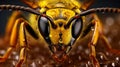 Yellow Jacket Close-up: Stunning Digital Art Of A Hanging Head