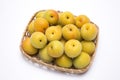 Yellow japanese apricot fruit Royalty Free Stock Photo