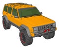 Yellow jeep cherokee, illustration, vector