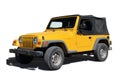Yellow jeep isolated on white Royalty Free Stock Photo