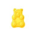 Yellow jelly bear on a white isolated background. Gummy healthy sweets. Vector cartoon illustration.