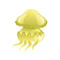 Yellow Jellyfish, Beautiful Swimming Marine Underwater Creature Vector Illustration Royalty Free Stock Photo
