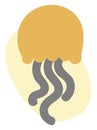 Yellow jellyfish with grey tentacles, icon