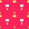 Yellow Jesus Christ icon isolated seamless pattern on red background. Vector Illustration Royalty Free Stock Photo