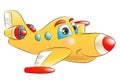 Yellow jet plane flying away Royalty Free Stock Photo