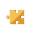 Yellow jigsaw puzzle piece flat design illustration. Concept of teamwork, solution, problem Royalty Free Stock Photo
