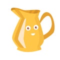 Yellow jug with a face. Vector. Cartoon