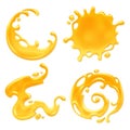 Yellow juice or honey blots set